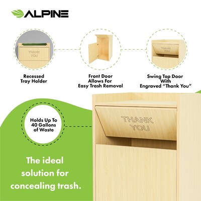 Alpine Industries Wood Trash Can, 40 Gallon, Oak (476-MEO)