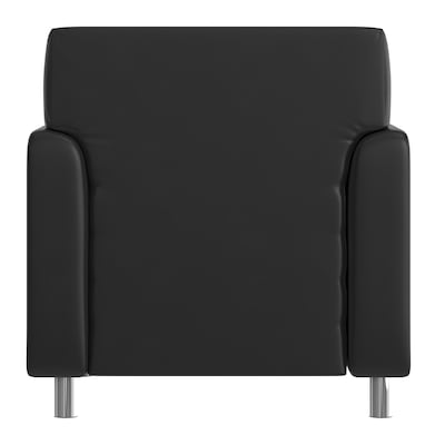 Flash Furniture Agent LeatherSoft Reception Chair, Black/Chrome Legs (BT827U1BKCHR)