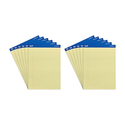 Quill Brand® Gold Signature Premium Series Legal Pad, 8-1/2" x 11", Wide Ruled, Yellow, 50 Sheets/Pad, 12 Pads/Pack (742270)