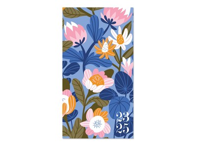 2023-2025 Willow Creek Blue Bloom 3.5 x 6.5 Academic Monthly Planner, Paperboard Cover, Multicolor