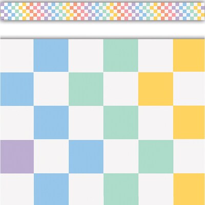 Teacher Created Resources Straight Border Trim, 3" x 2.92', Cool for School Checkers, 12/Pack, 6 Packs/Bundle (TCR9310-6)