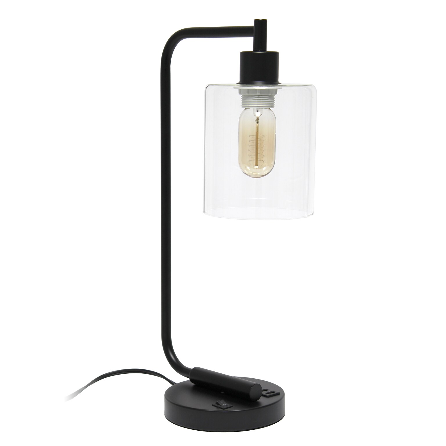 Creekwood Home Vintage Vantage 18.8 Minimalist Industrial Curved Arm Desk Lamp, Black (CWD-1016-BK)
