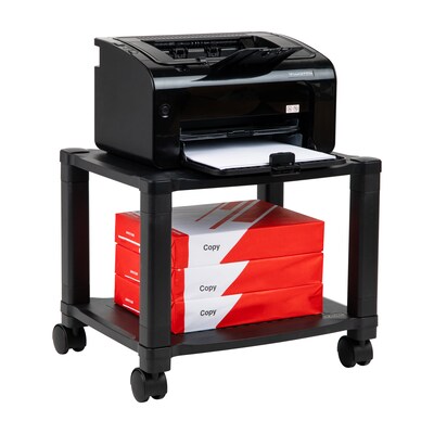 Mind Reader 2-Shelf Mobile Printer Utility Cart with Wheels, Black (PRCARTSM-BLK)