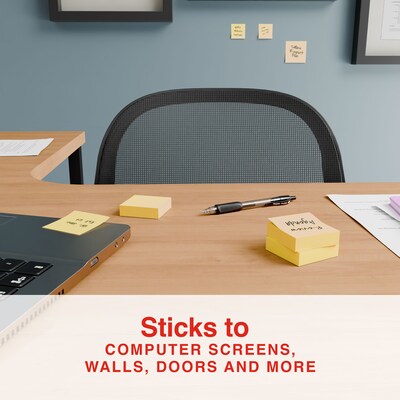 Staples Ultra Sticky Notes, 1 7/8" x 1 7/8", Sunshine Collection, 100 Sheets/Pad, 12 Pads/Pack (ST62879)