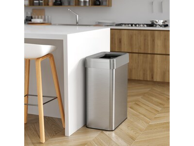 HLS Commercial Stainless Steel Trash Can with Open Lid, 18-Gallon, Silver (HLS18UOT)