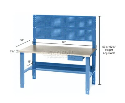 Global Industrial Complete Industrial Workbench, 60"W x 30"D, Plastic Laminate Square Edge, Blue (606929)