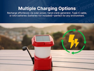 EMERSON ER-7054 Emergency Solar Radio Lantern, AM/FM/NOAA Weather Band, Waterproof, Red (ER-7054-RD)