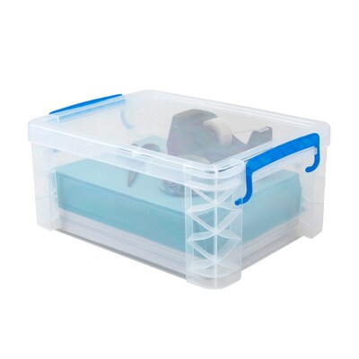 Advantus Super Stacker Snap Lid Storage Box, Clear/Blue (39811)