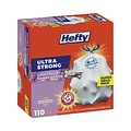 Hefty® Ultra Strong Scented Tall White Kitchen Bags, 13 gal, 0.9 mil, 23.75 x 24.88, White, 110/Bo