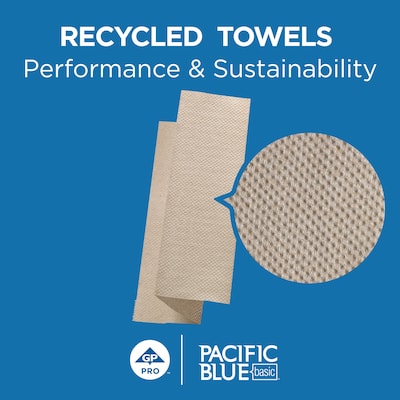 Pacific Blue Basic Recycled Multifold Paper Towel, 1-Ply, 250 Sheets/Pack, 16 Packs/Carton (23304)