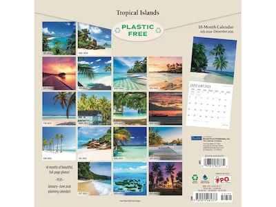 2024-2025 Plato Tropical Islands 12" x 12" Academic & Calendar Monthly Wall Calendar (9781975481377)