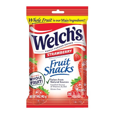 Welchs Gluten Free Strawberry Fruit Gummies, 5 oz., 12 Bags/Box (PIM05096)