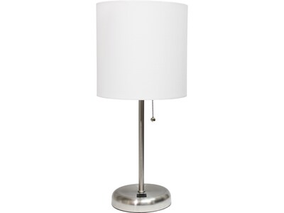 Creekwood Home Oslo LED Table Lamp, Brushed Steel/White (CWT-2012-WH)