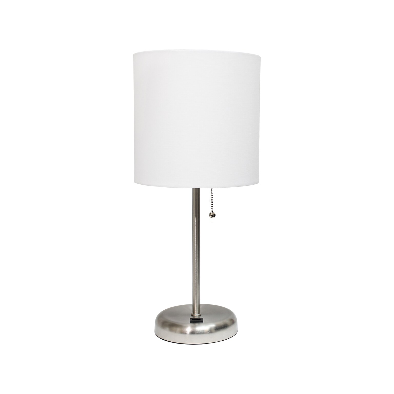 Creekwood Home Oslo LED Table Lamp, Brushed Steel/White (CWT-2012-WH)