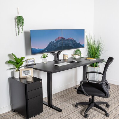 Mount-It! Dual Motor 60W Electric Adjustable Standing Desk, Black (MI-18121)