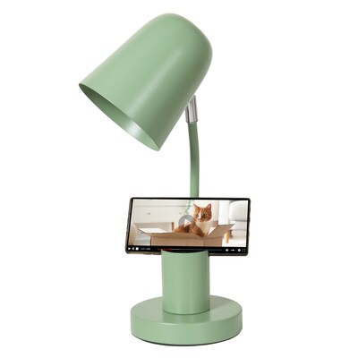 Simple Designs Sleek Essentials 15.75" LED Table Lamp, Sage Green (LT2128-SGE)