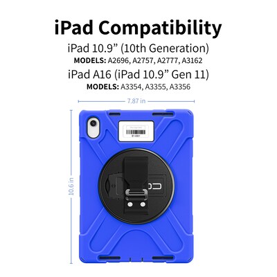 CODi Rugged iPad 11 (A16/11th Gen) & iPad 10.9 (10th Gen) Case with Integrated Screen Protector, Blue (C30705069ISBL)