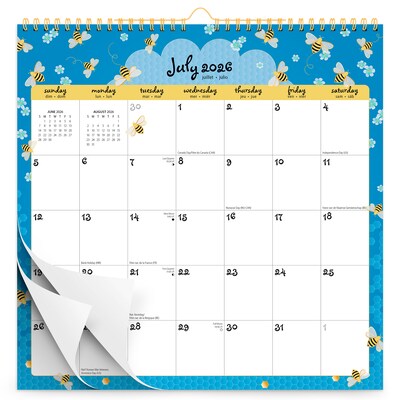 2026-2027 Plato Busy Bees 12 x 12 Academic Monthly Wall Calendar (9798330708215)