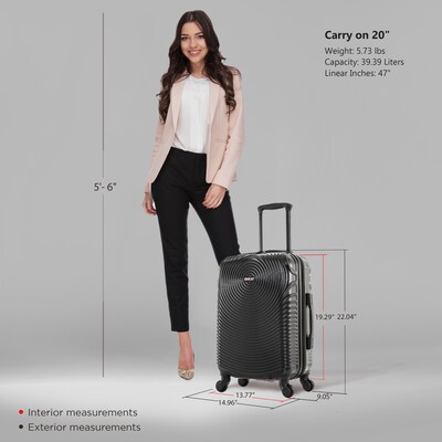 DUKAP Inception 22.04" Hardside Suitcase, 4-Wheeled Spinner, TSA Checkpoint Friendly, Black (DKINC00S-BLK)
