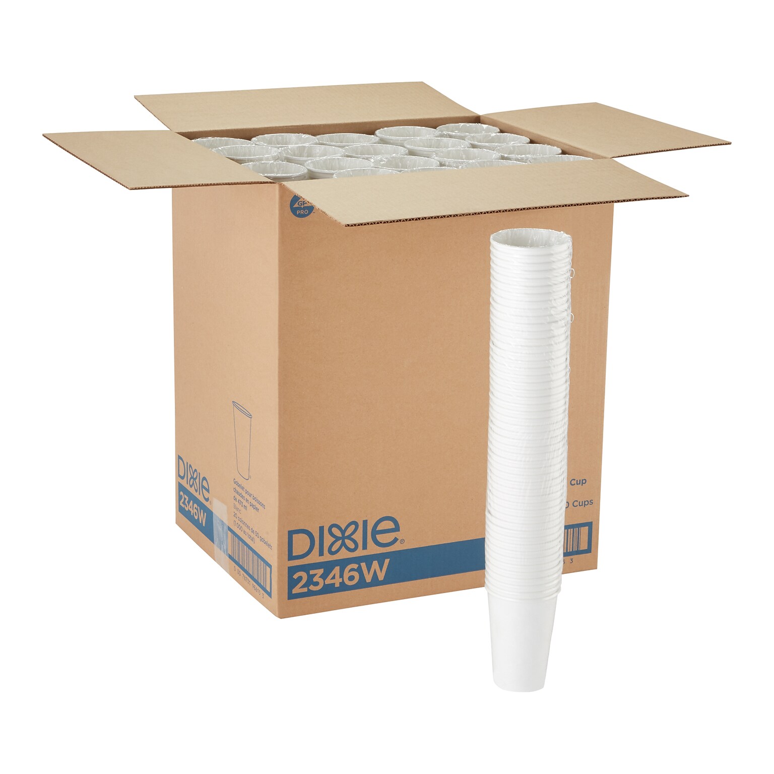 Dixie Paper Hot Cup by GP PRO, 16 oz., White, 1000/Carton (2346W)