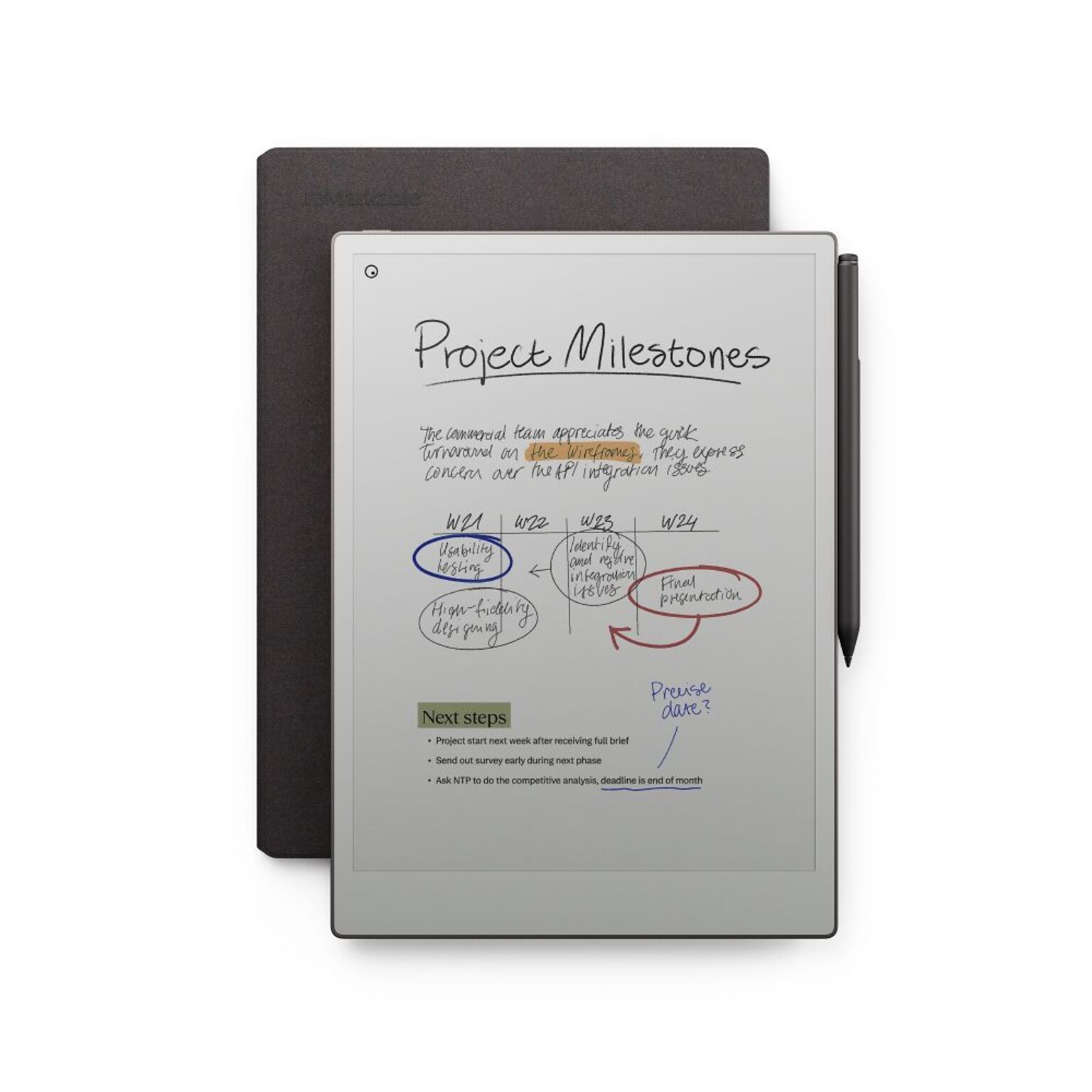 reMarkable Paper Pro 11.8 Tablet, WiFi, Linux, with Marker Plus & Mosaic Weave Basalt Bookfolio, Gray (RM83C-1001NW)