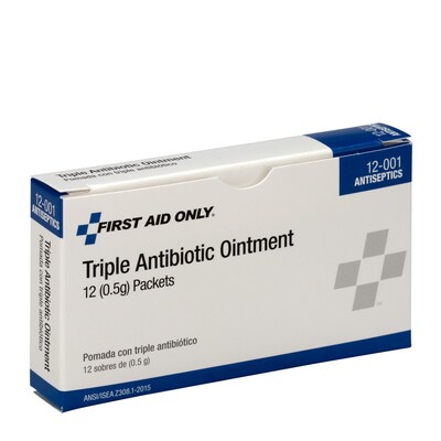 First Aid Only Triple Antibiotic Ointment Packets, 0.02 oz., 12/Box (12-001ST)