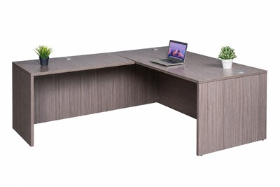 Boss Office Products 30 Office Desk with Return, Driftwood (GROUPA26-DW)
