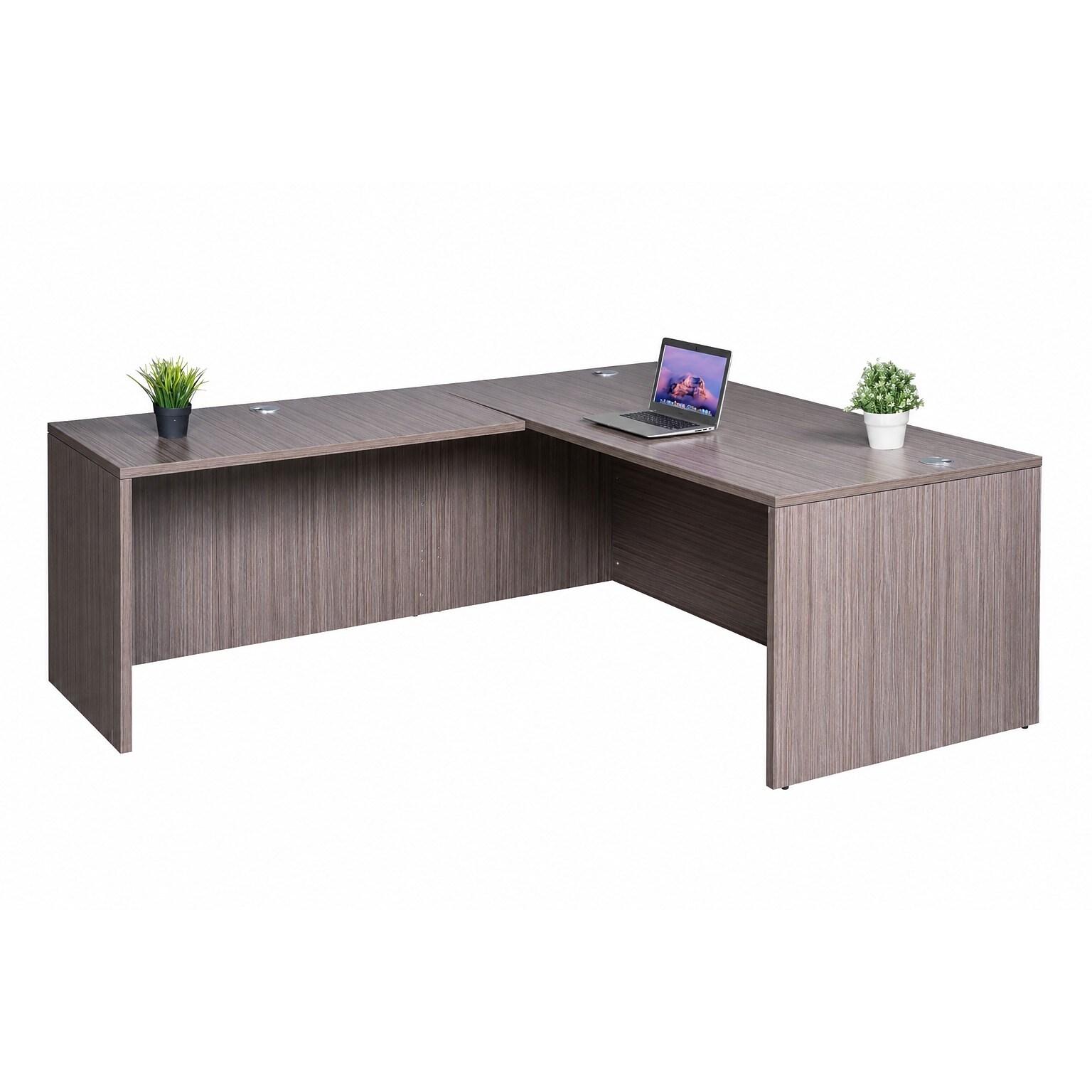 Boss Office Products 30 Office Desk with Return, Driftwood (GROUPA26-DW)