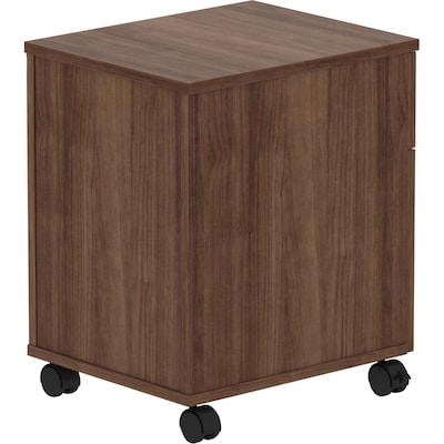 Lorell Relevance 2-Drawer Mobile Pedestal Cabinet, Letter Size, Lockable, 22.9"H x 15.8"W x 19.9"D, Walnut (LLR16230)