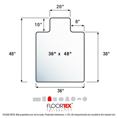 Floortex Cleartex Carpet Chair Mat with Lip, 36" x 48", Designed for Medium-Pile Carpet, Clear Enhanced Polymer (ECO113648LP)
