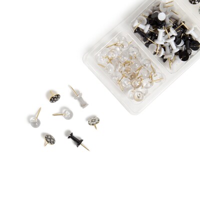 U Brands Fashion Push Pins, Assorted Colors, 100/Pack (2996U06-24)