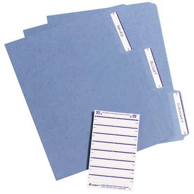 Avery Easy Peel Laser/Inkjet File Folder Labels on 4 x 6 Sheets, 2/3 x 3-7/16, White/Purple, 252