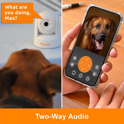 Toucan Seek Wireless Indoor Smart Plug-In Pan and Tilt Security Camera Wi-Fi Night Vision 2-Way Talk Live View, White