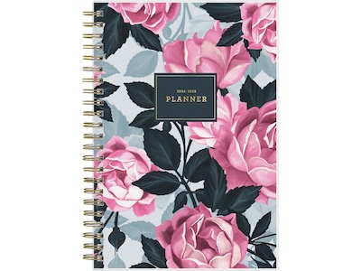2024-2025 Blue Sky Roosevelt 5" x 8" Academic Weekly & Monthly Planner, Plastic Cover, Pink/Green (128692-A25)