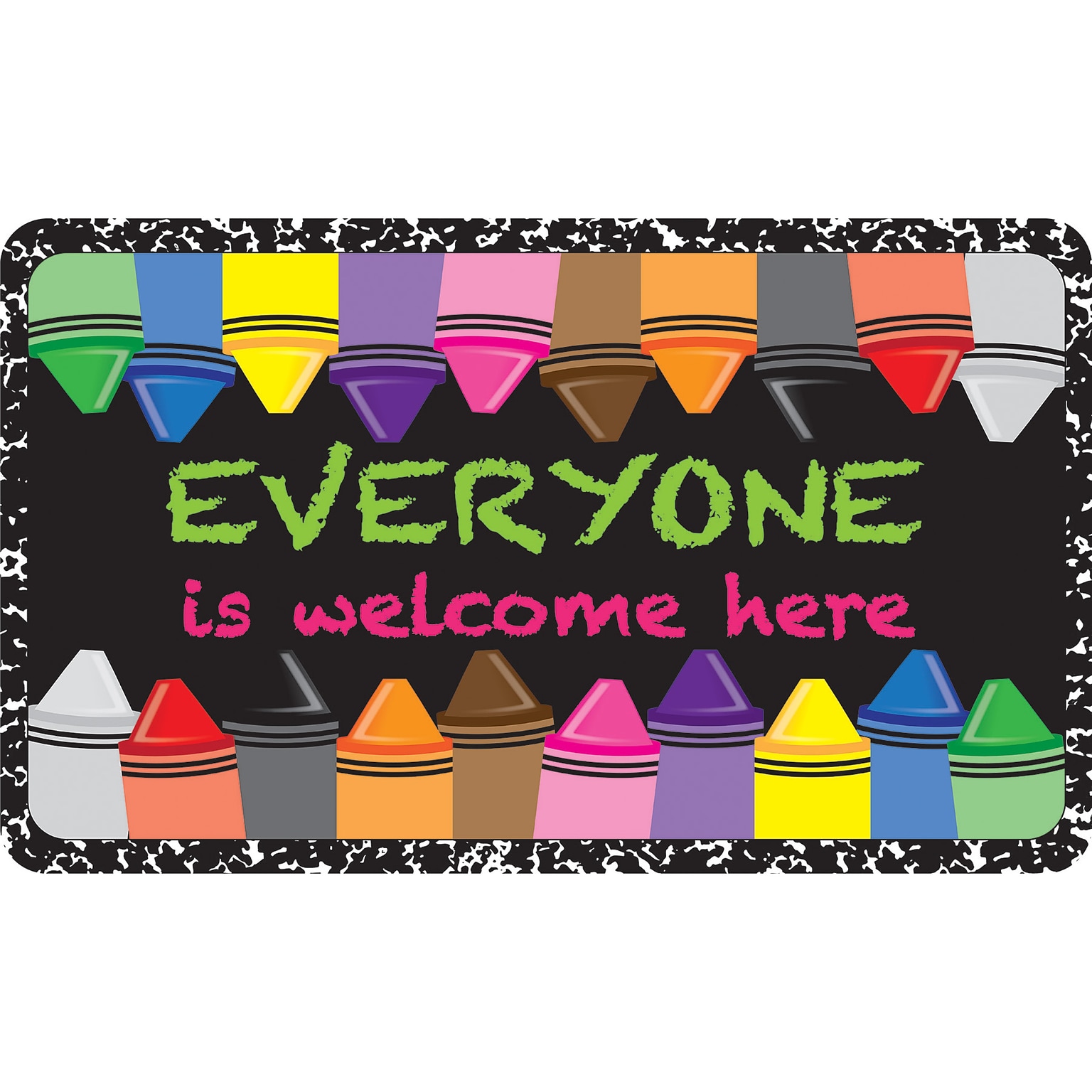 Ashley Productions The Original Fun Mat, Welcome Mat, 18 x 30, Everyone Welcome Crayons Composition (ASH91308)