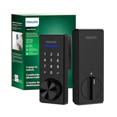 Philips Home Access 1000 Series Matte Black Single Cylinder Electronic Deadbolt with Lighted Keypad Touchscreen and KEY access
