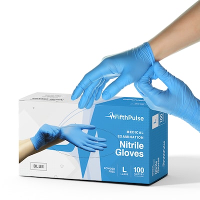 Gloveworks Nitrile Latex-Free Industrial Gloves, Large, Blue, 100