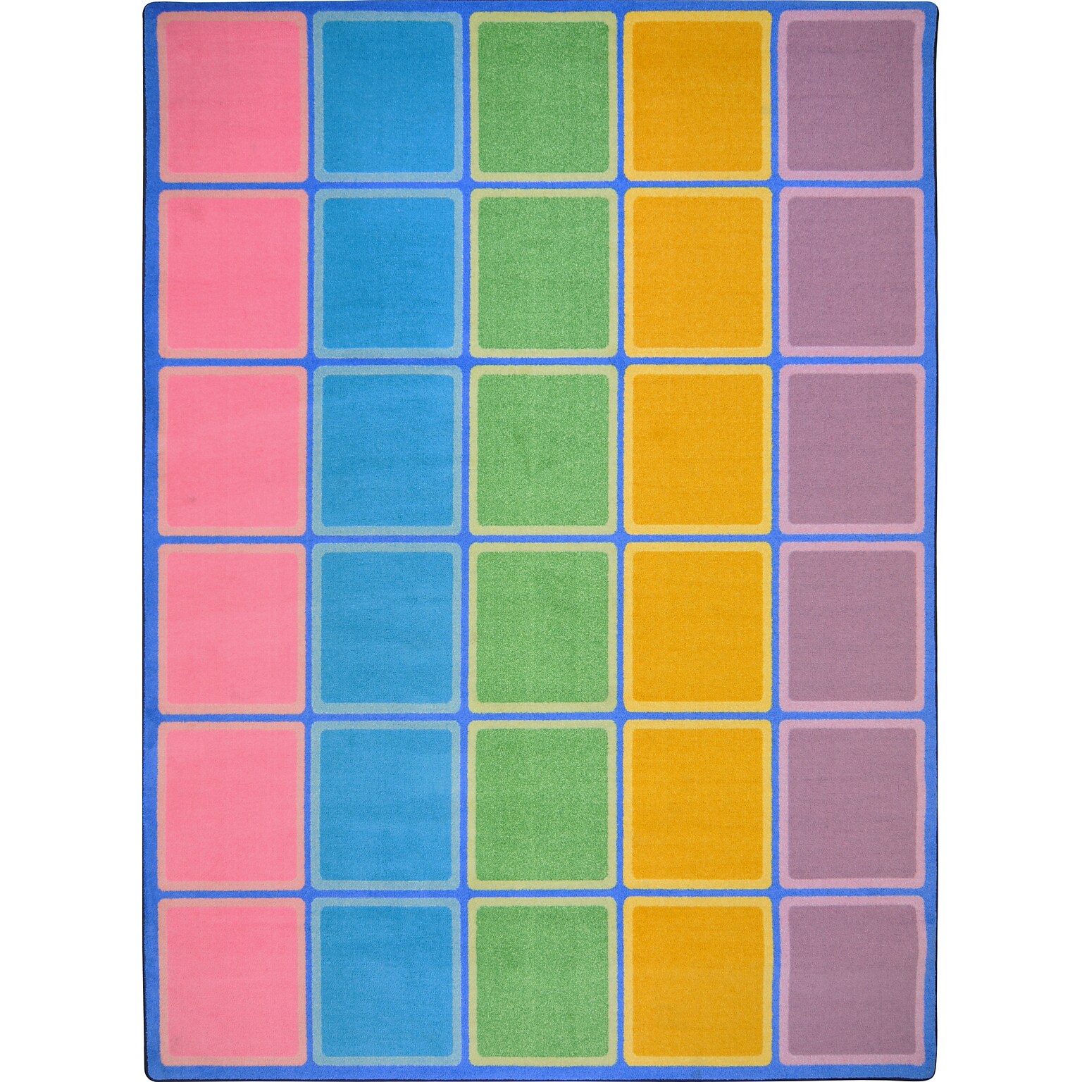 Joy Carpets Blocks Abound Nylon 78 x 109 Machine Tufted Rug, Pastel (1709D-02)
