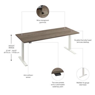 Bush Business Furniture Move 60 Series 72"W Electric Adjustable Standing Desk, Modern Hickory (M6S7230MHWK)