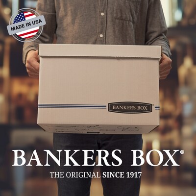 Bankers Box Stor/File Medium Duty 65% Recycled Corrugated File Box, Letter Size, White/Blue, 4/Carton (0070403)