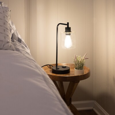 Lavish Home 16.14" LED Table Lamp with USB Ports, Black, 2/Set (72-LMPDKIND-1B-2)