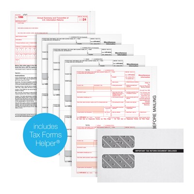 Adams Employees Copies Cut Sheet 2025 1099-MISC Tax Form Kit with 1096 Forms & Envelopes, 4-Part, Copy A, B, 1, 2, 50/Pack