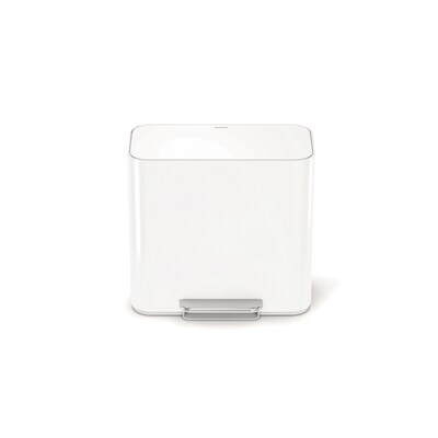 simplehuman 15L Mini Office Recycler with Liner Pocket, White Steel, Indoor Step Trash Can, 4 Gallons (CW2122)