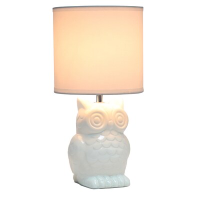 Simple Designs 12.8 Tall Contemporary Ceramic Owl Bedside Table Desk Lamp, Off White (LT1136-OFF)