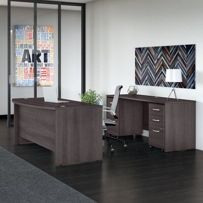 Bush Business Furniture Studio C 72W Bow Front Desk and Credenza with Mobile File Cabinets, Storm G