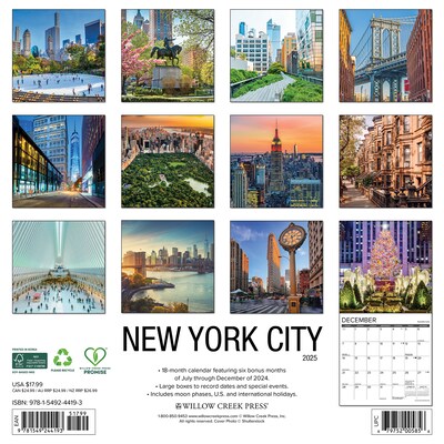2025 Willow Creek New York City 12 x 12 Monthly Wall Calendar (44193)