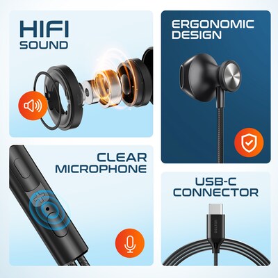 Delton 15EC Stereo Earbuds, USB Type-C (DWH15EC)