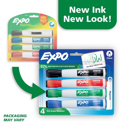 Expo Magnetic Dry Erase Markers, Chisel Tip, Assorted Colors, 4/Pack (1944728)