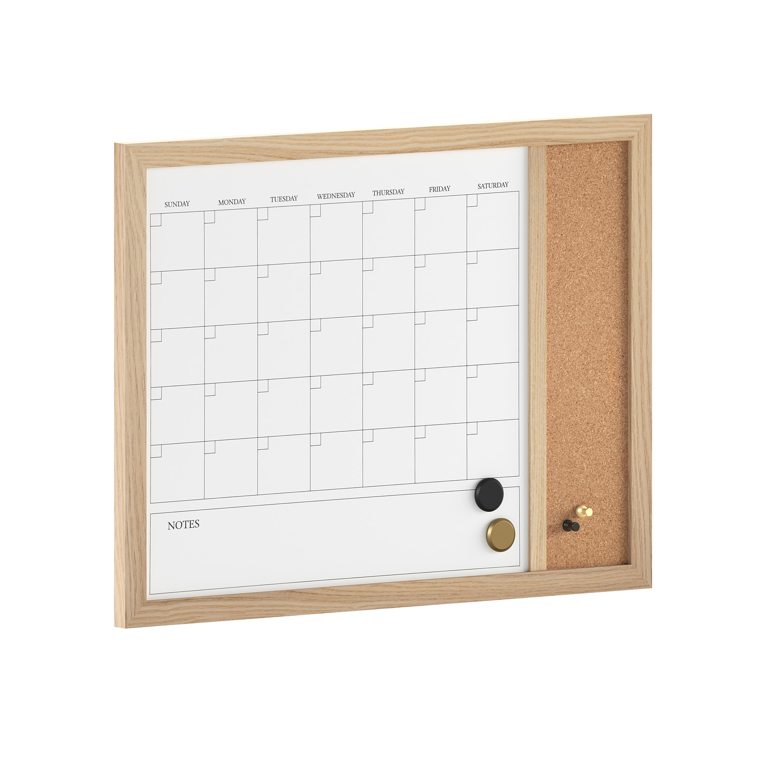 Martha Stewart Everette Magnetic Cork-Dry Erase Monthly Calendar Combo Set, Engineered Wood Frame, 24x18 (BRPMCO4C14561LN)