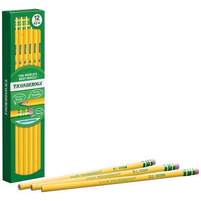 Ticonderoga The World's Best Pencil Wooden Pencil, 2.2mm, #2 Soft Lead, Dozen (X13882X)